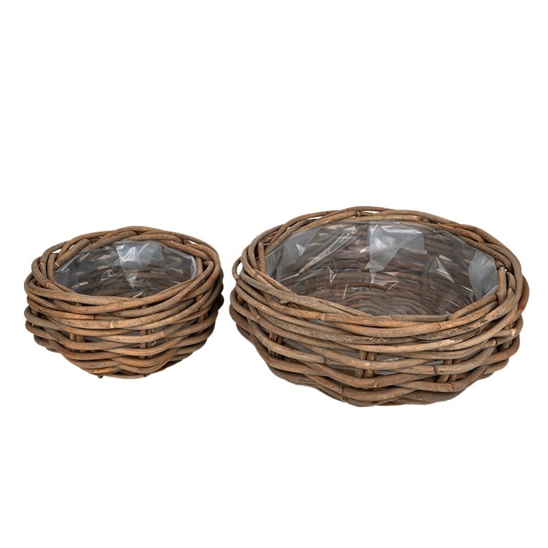 rattan ültetőtál szett barna 60x24cm S/2