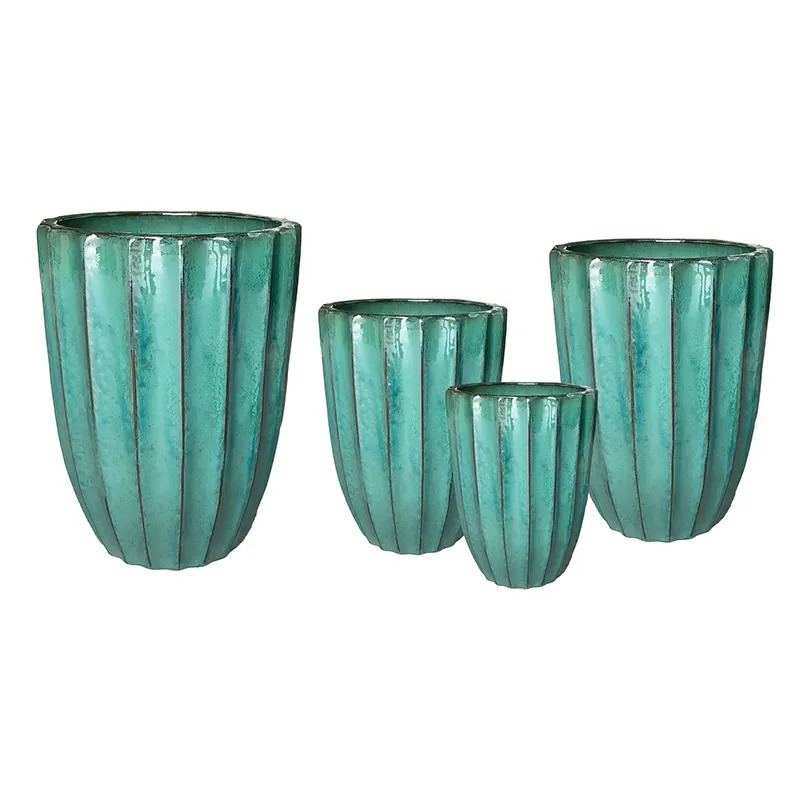 Noble Rib Vase kerámia váza szett mohazöld 30x39-55x73cm S4