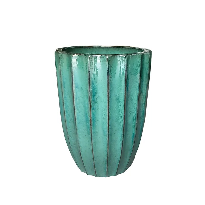 Noble Rib Vase kerámia váza mohazöld 36x50cm