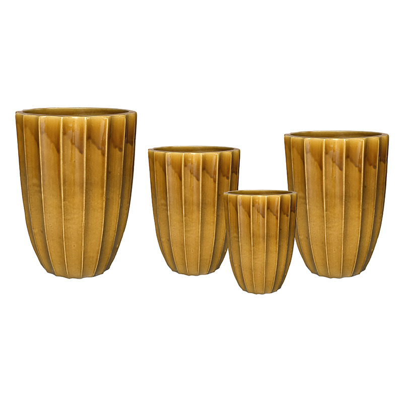 Noble Rib Vase kerámia váza szett okker 30x39-55x73cm S4