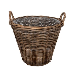 rattan kaspó két füllel barna 45x40/46cm