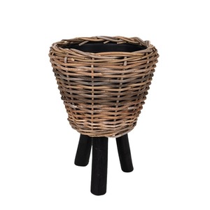 Drypot rattan lábas kaspó barna-fekete 33x26/45cm